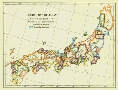 Feudalt kort over Japan mellem 1564 -73, 1903. af Unbekannt
