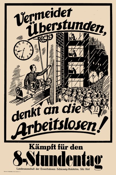 Kampf für den Achtstundentag, ca. 1925 von Unbekannt