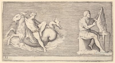 Figur på havbuk, Man Carving Wing, udgivet ca. 1599-1622. af Unbekannt