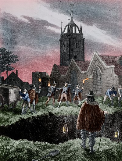Fylde en massegrav om natten under pesten i London, c1665 af Unbekannt