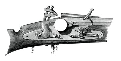 Firelock eller snapphance fra Haddon Hall, Derbyshire, c1620, c1880 af Unbekannt