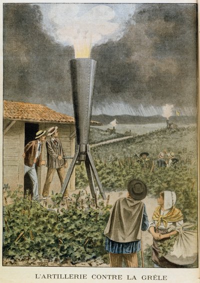 Affyring af en kanon i skyer for at forhindre en haglstorm, 1901 af Unbekannt