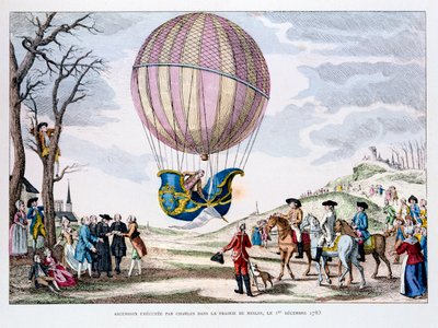 Første bemandede flyvning i en brintballon, Frankrig, 1. december 1783 1887 af Unbekannt