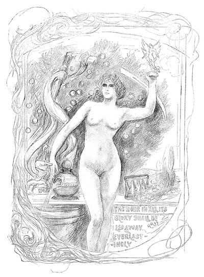 Første skitse til emaljen The Hour in All Its Glory Shall Be Led Away Everlastingly, 1899 af Unbekannt