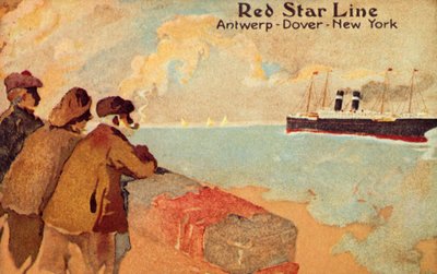 Fisker og sømænd ser på en Red Star oceanliner, c1900. af Unbekannt