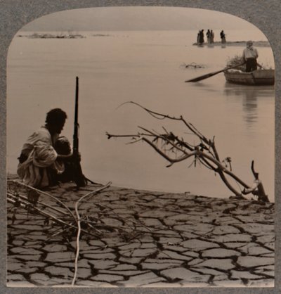 Fiskere ved Det Døde Hav: viser revner på kysten, ca. 1900 af Unbekannt
