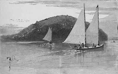 Fiskeri fra en sejlbåd, 1883 af Unbekannt