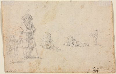 Fem figurstudier, 1600-tallet. af Unbekannt