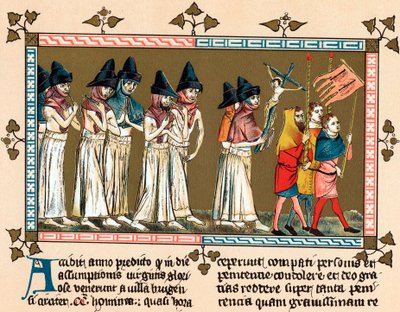 Flagellanter i den hollandske by Tournai Doornik, 1349 af Unbekannt