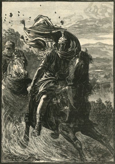 Pompejus flyvning fra slagmarken i Pharsalia, 1890. af Unbekannt