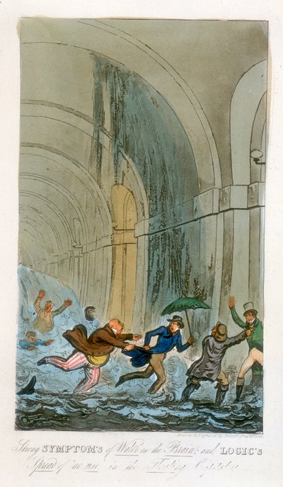 Oversvømmelse under udgravningen af Thames Tunnel, London, 1828 af Unbekannt