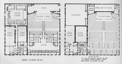 Plantegning, Frimurertemplet, Birmingham, Alabama, 1924 af Unbekannt