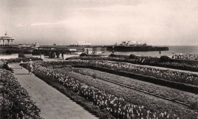 Blomsterhaver og West Pier, Brighton, Sussex, 1938 af Unbekannt