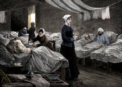 Florence Nightingale på kasernehospitalet i Scutari, c1880 af Unbekannt