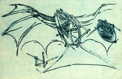 Flyvemaskine designet af Leonardo da Vinci, c1485, 1932. af Unbekannt