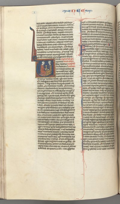 Fol. 178v, Nehemias, historisk initial V, Nehemias præsenterer det gyldne bæger til Artaxerxes, ca. 127 af Unbekannt