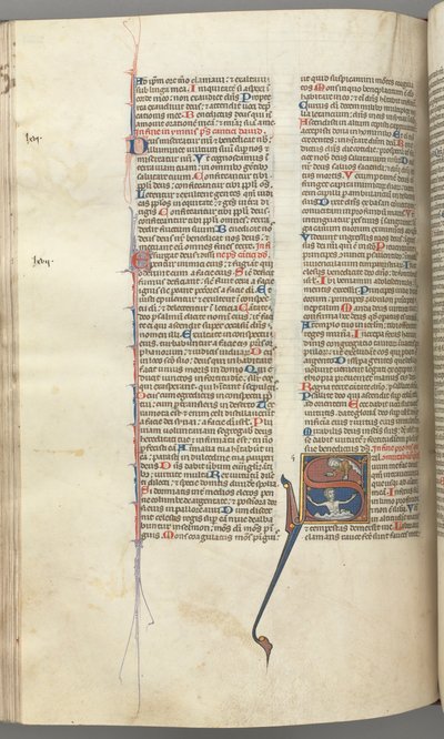 Fol. 224v, Salme 68, historisk initial S, David i vandet appellerer til Gud ovenover, ca. 1275-1300. af Unbekannt