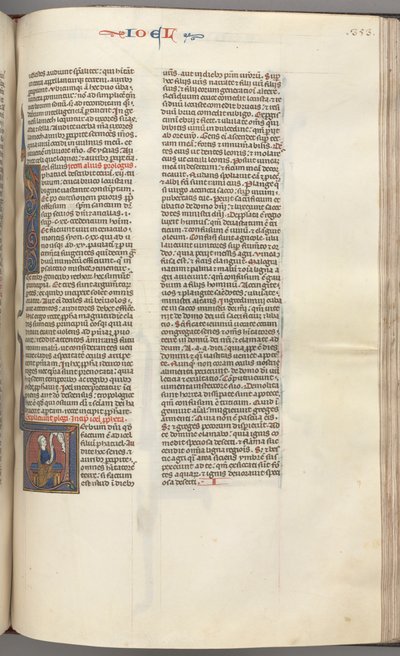 Fol. 353r, Joel, historisk initial V, Joel siddende med en rulle, gudebuste ovenover, ca. 1275-1300. af Unbekannt