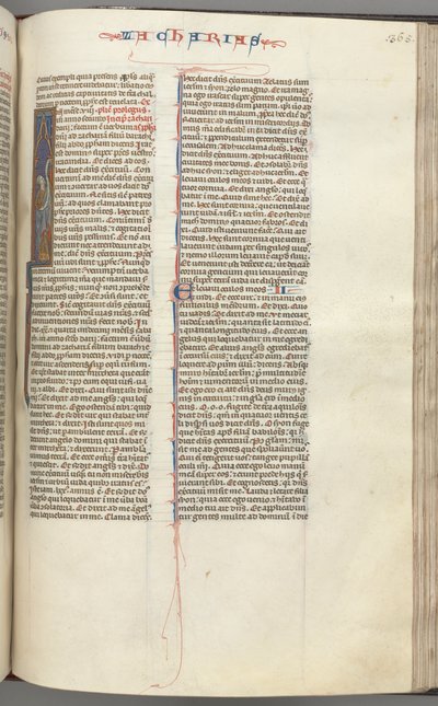 Fol. 365r, Zachariah, historisk initial I, Zachariah stående med en rulle, ca. 1275-1300. af Unbekannt