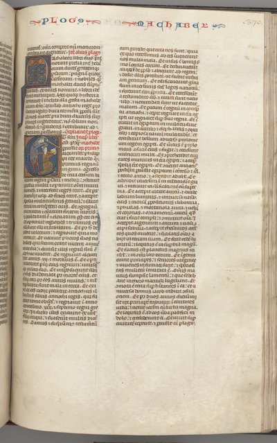 Fol. 370r, Maccabees I, historisk initial E, Mathathias dræber den afgudsdyrkende jøde, ca. 1275-1300. af Unbekannt