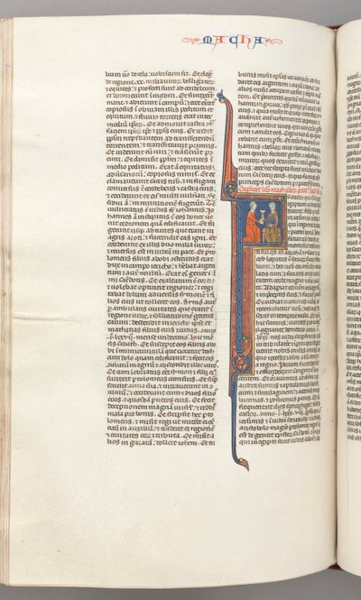 Fol. 382v, Maccabees II, historisk initial F, en gylden kalk overrakt til en jøde, ca. 1275-1300. af Unbekannt