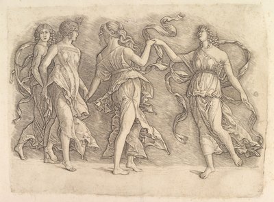 Fire dansende muser, ca. 1497. af Unbekannt
