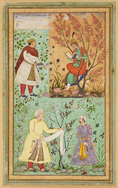 Fire figurer blandt blomster, 1500-tallet af Unbekannt