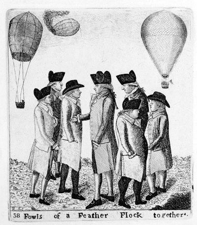Fowls of a Feather Flok sammen, en gruppe af aeronauter, c1785 af Unbekannt