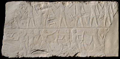 Fragment af en gravmur, der skildrer offerbærere og slagtere, Egypten, Det gamle kongerige, midt i dynastiet... af Unbekannt