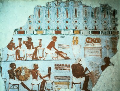 Fragment af malet gips fra Sebekhoteps grav, fra Theben, Egypten, 18. dynasti, c1400 f.Kr. af Unbekannt