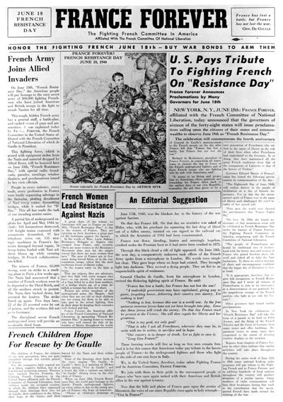 France Forever, avis, 18. juni 1944 af Unbekannt