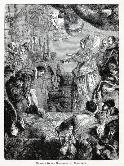 Francis Drake slået til ridder af Elizabeth, 1882 af Unbekannt