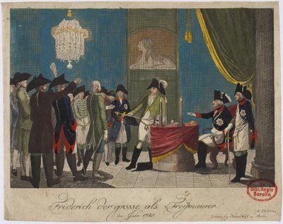 Frederik den Store som frimurer i 1740 af Unbekannt