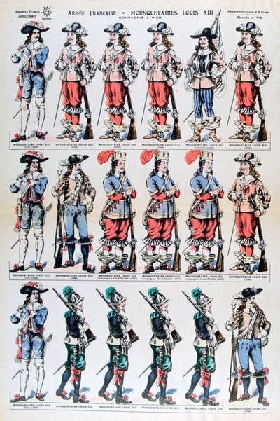 Fransk hær, musketerer af Louis XIII, 17. århundrede 19. århundrede af Unbekannt