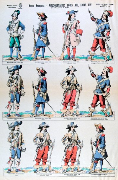Fransk hær, musketerer af Ludvig XIII og Ludvig XIV, 17. århundrede 19. århundrede af Unbekannt