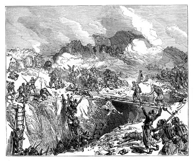 Fransk angreb på Malakoff, 1800-tallet af Unbekannt