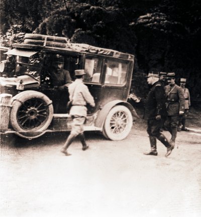 Franske officerer og køretøj, c1914-c1918. af Unbekannt