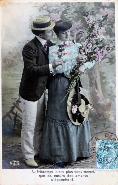 Fransk romantisk postkort, c1900 af Unbekannt