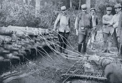 Franske soldater med gasflasker, Første Verdenskrig, 1915 af Unbekannt