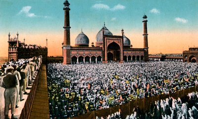 Freitagsgebete, Jama Masjid, Delhi, Indien, frühes 20. Jahrhundert von Unbekannt