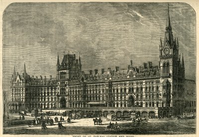 Foran St. Pancras Station og Hotel, c1876. af Unbekannt