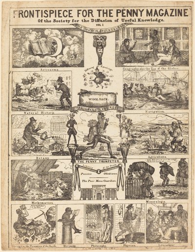 Frontispice for Penny Magazine of the Society for the Diffusion of Knowledge: Vo, 19th cent. af Unbekannt