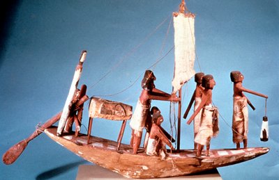 Begravelsesbåd af malet træ, 9. dynasti, det gamle Egypten, 2232-2140 f.Kr. af Unbekannt