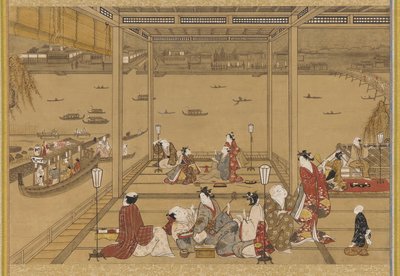 Glæde i et tehus ved floden, Edo-perioden, 1700-tallet. af Unbekannt
