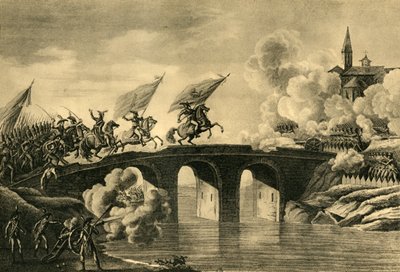 Generalerne Bonaparte og Augereau stormer broen ved Arcola, november 1796, 1921. af Unbekannt