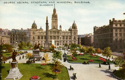 George Square, Cenotaph og kommunale bygninger, Glasgow, slutningen af det 19.-begyndelsen af det 20. århundrede. af Unbekannt