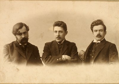 Georgy Chulkov, Vasili Milioti og Genrich Tasteven, russiske forfattere, 1900-tallet af Unbekannt