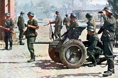 Tyske infanterister med let feltartilleri, Rusland, 1943 af Unbekannt