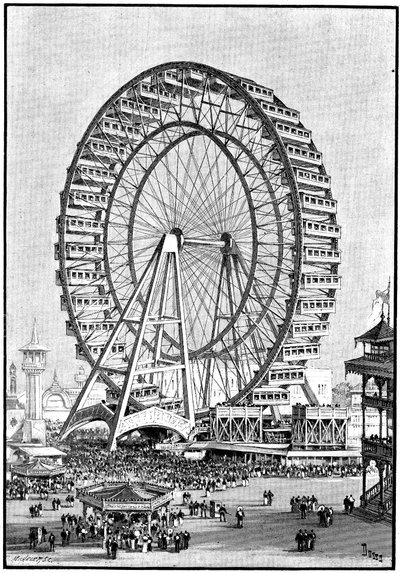 Kæmpe pariserhjul, international udstilling, Chicago, 1893 af Unbekannt
