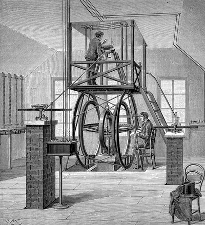 Kæmpegalvanometer i fysiklaboratoriet, Cornell University, New York, USA, 1886 af Unbekannt